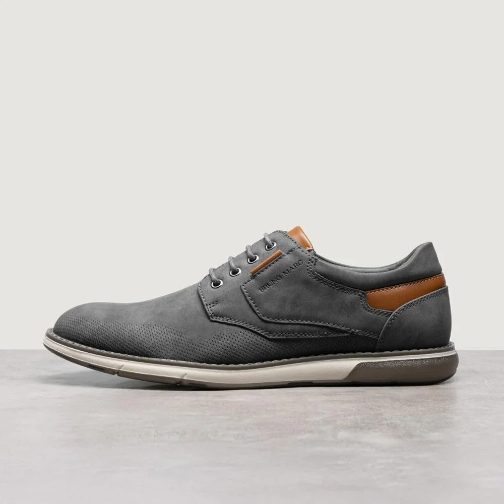 Casual Dress Oxford Shoes Men's Grey-Waxy Business Formal Comfort Derby Sneakers